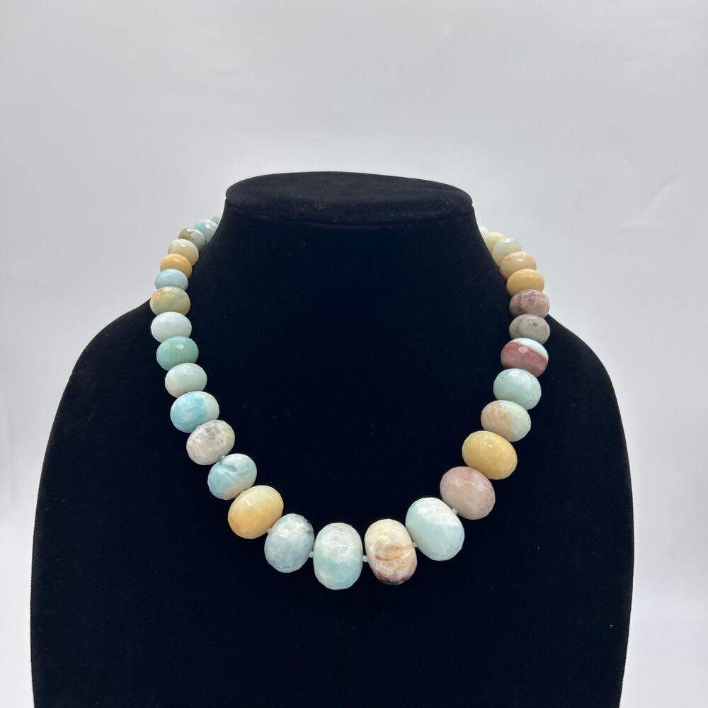 Lucas Lameth Gemstone Necklace Heavy Beaded Hand Knotted 925 Sterling Silver
